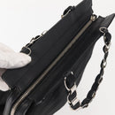 Salvatore Ferragamo Vala Hand Bag Canvas Black Silver Auth 143256-6