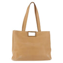 Salvatore Ferragamo Gancini Tote Bag Leather Beige Gold Auth 143257-1