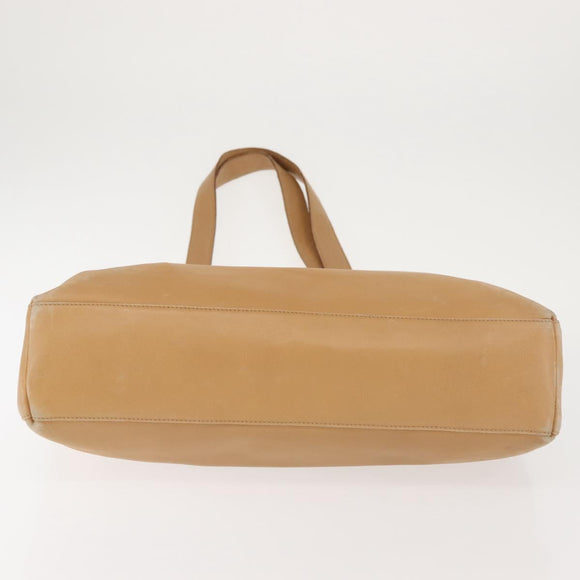 Salvatore Ferragamo Gancini Tote Bag Leather Beige Gold Auth 143257