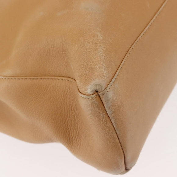 Salvatore Ferragamo Gancini Tote Bag Leather Beige Gold Auth 143257