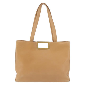 Salvatore Ferragamo Gancini Tote Bag Leather Beige Gold Auth 143257 - 0