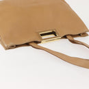 Salvatore Ferragamo Gancini Tote Bag Leather Beige Gold Auth 143257-6