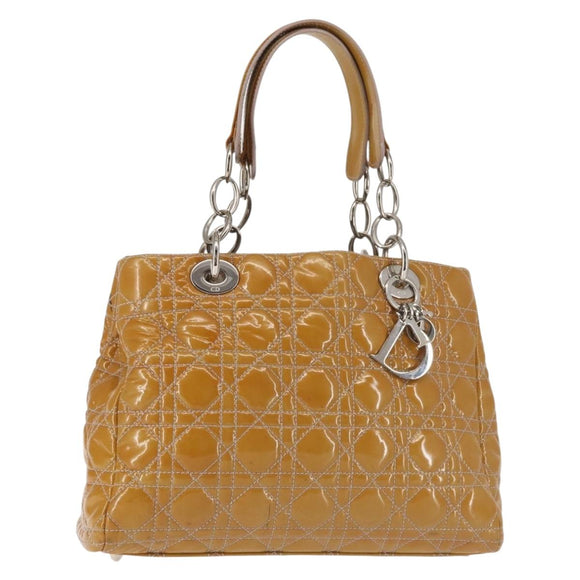 Christian Dior Canage Hand Bag Enamel Yellow Silver Auth 143263