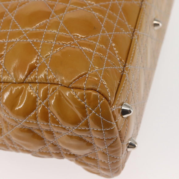 Christian Dior Canage Hand Bag Enamel Yellow Silver Auth 143263