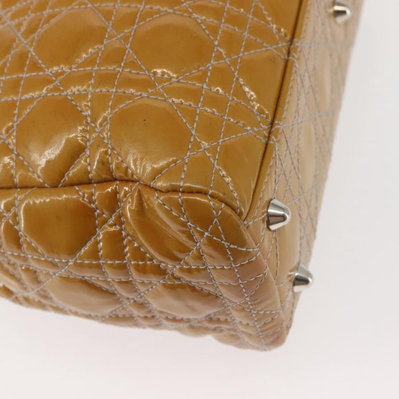 Christian Dior Canage Hand Bag Enamel Yellow Silver Auth 143263