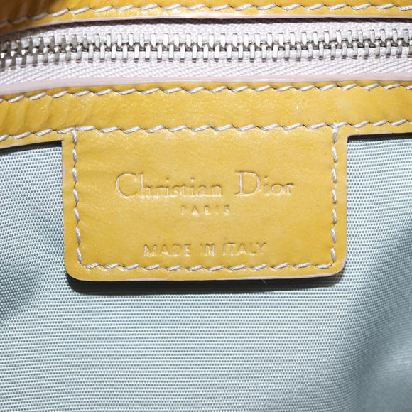Christian Dior Canage Hand Bag Enamel Yellow Silver Auth 143263