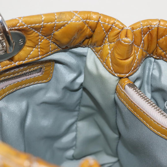Christian Dior Canage Hand Bag Enamel Yellow Silver Auth 143263