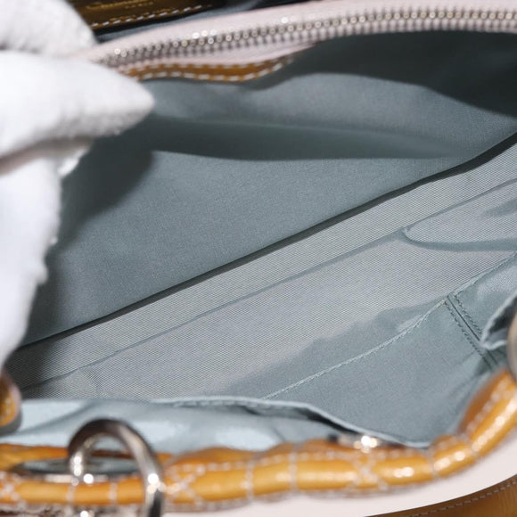 Christian Dior Canage Hand Bag Enamel Yellow Silver Auth 143263