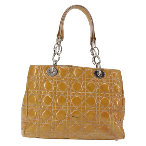 Christian Dior Canage Hand Bag Enamel Yellow Silver Auth 143263