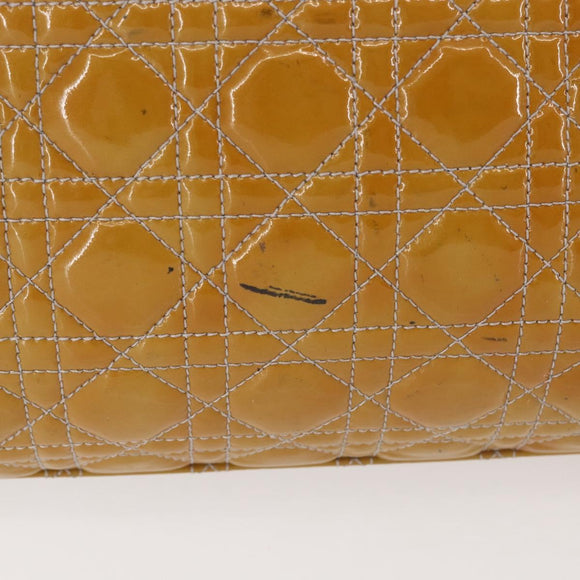 Christian Dior Canage Hand Bag Enamel Yellow Silver Auth 143263