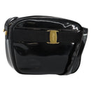 Salvatore Ferragamo Vala Shoulder Bag Enamel Black Gold Auth 143264-1