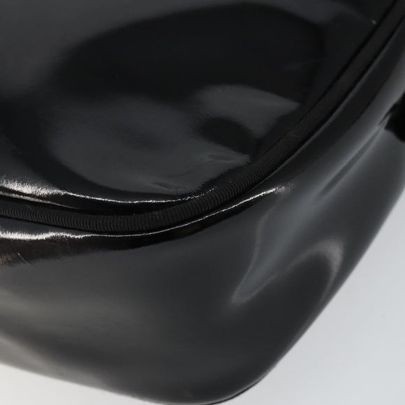 Salvatore Ferragamo Vala Shoulder Bag Enamel Black Gold Auth 143264