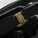 Salvatore Ferragamo Vala Shoulder Bag Enamel Black Gold Auth 143264-18
