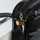 Salvatore Ferragamo Vala Shoulder Bag Enamel Black Gold Auth 143264-9