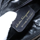 Salvatore Ferragamo Vala Shoulder Bag Enamel Black Gold Auth 143264-12