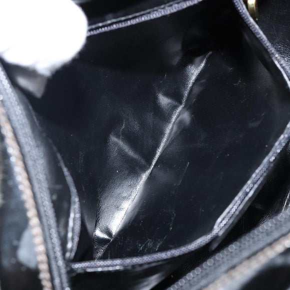 Salvatore Ferragamo Vala Shoulder Bag Enamel Black Gold Auth 143264