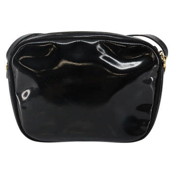 Salvatore Ferragamo Vala Shoulder Bag Enamel Black Gold Auth 143264 - 0