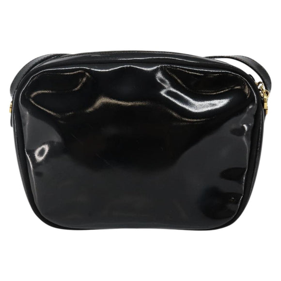 Salvatore Ferragamo Vala Shoulder Bag Enamel Black Gold Auth 143264
