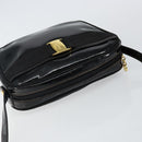 Salvatore Ferragamo Vala Shoulder Bag Enamel Black Gold Auth 143264-6