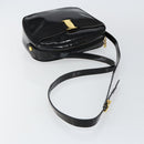 Salvatore Ferragamo Vala Shoulder Bag Enamel Black Gold Auth 143264-7