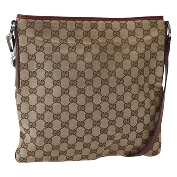 GUCCI GG Canvas Shoulder Bag Beige Silver 113013 Auth 143267