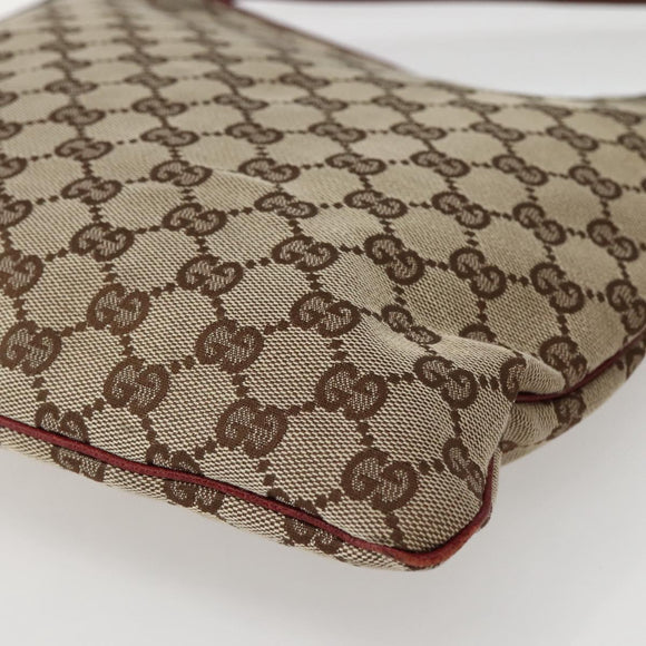 GUCCI GG Canvas Shoulder Bag Beige Silver 113013 Auth 143267