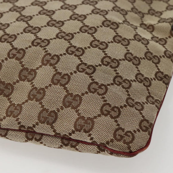GUCCI GG Canvas Shoulder Bag Beige Silver 113013 Auth 143267