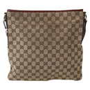 GUCCI GG Canvas Shoulder Bag Beige Silver 113013 Auth 143267-13