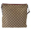 GUCCI GG Canvas Shoulder Bag Beige Silver 113013 Auth 143267-2
