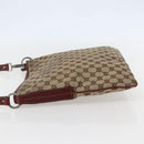 GUCCI GG Canvas Shoulder Bag Beige Silver 113013 Auth 143267-3