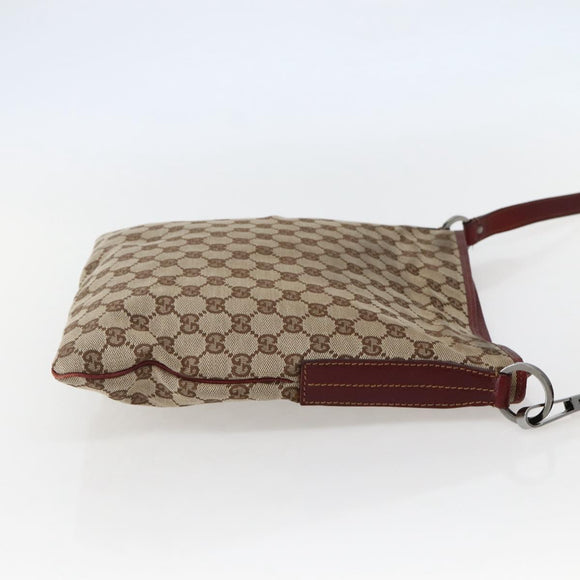 GUCCI GG Canvas Shoulder Bag Beige Silver 113013 Auth 143267