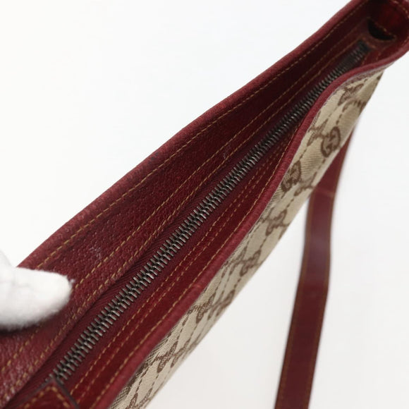 GUCCI GG Canvas Shoulder Bag Beige Silver 113013 Auth 143267