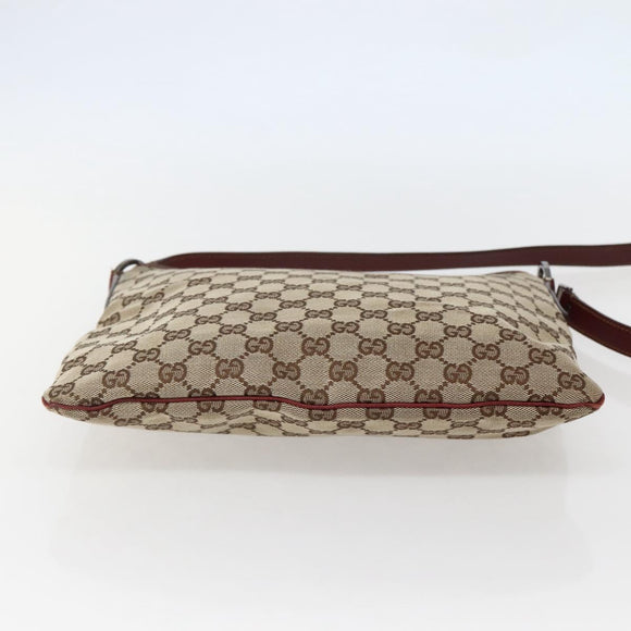 GUCCI GG Canvas Shoulder Bag Beige Silver 113013 Auth 143267