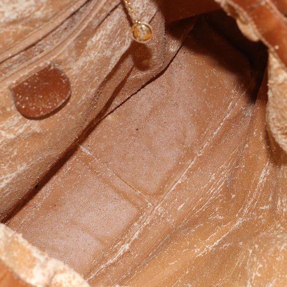 GUCCI Bamboo Hand Bag Leather 2way Beige Silver 001 1577 Auth 143268