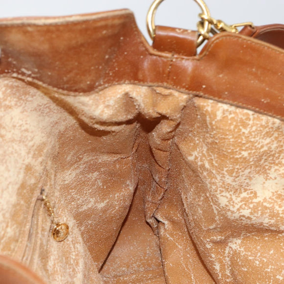 GUCCI Bamboo Hand Bag Leather 2way Beige Silver 001 1577 Auth 143268