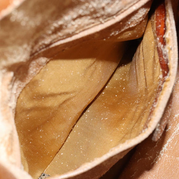 GUCCI Bamboo Hand Bag Leather 2way Beige Silver 001 1577 Auth 143268