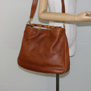 GUCCI Bamboo Hand Bag Leather 2way Beige Silver 001 1577 Auth 143268-22