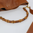 GUCCI Bamboo Hand Bag Leather 2way Beige Silver 001 1577 Auth 143268-7