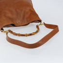 GUCCI Bamboo Hand Bag Leather 2way Beige Silver 001 1577 Auth 143268-9