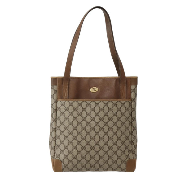 GUCCI GG Supreme Tote Bag PVC Beige Gold 002 37 0035 Auth 143269