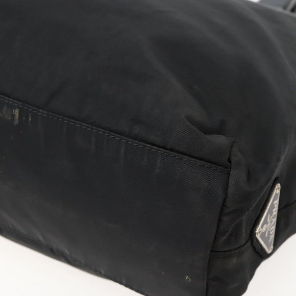 PRADA Hand Bag Nylon Black Silver Auth 143271