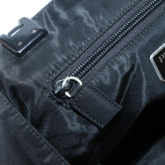 PRADA Hand Bag Nylon Black Silver Auth 143271