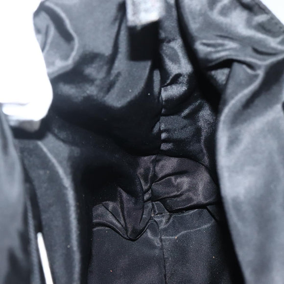 PRADA Hand Bag Nylon Black Silver Auth 143271