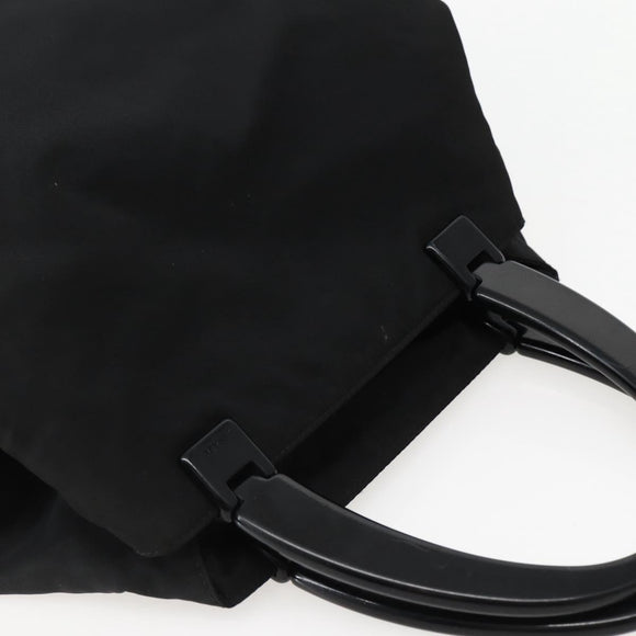 PRADA Hand Bag Nylon Black Silver Auth 143271