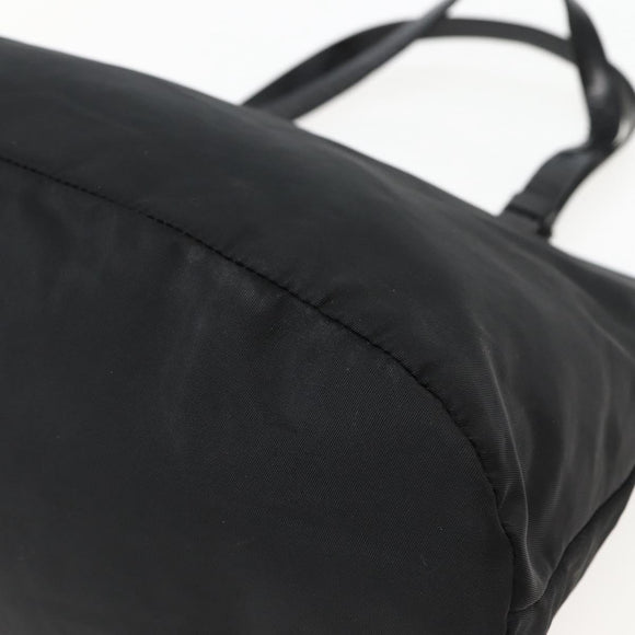 PRADA Tote Bag Nylon Black Silver Auth 143273