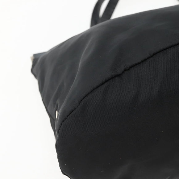PRADA Tote Bag Nylon Black Silver Auth 143273