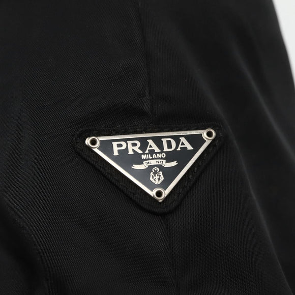 PRADA Tote Bag Nylon Black Silver Auth 143273
