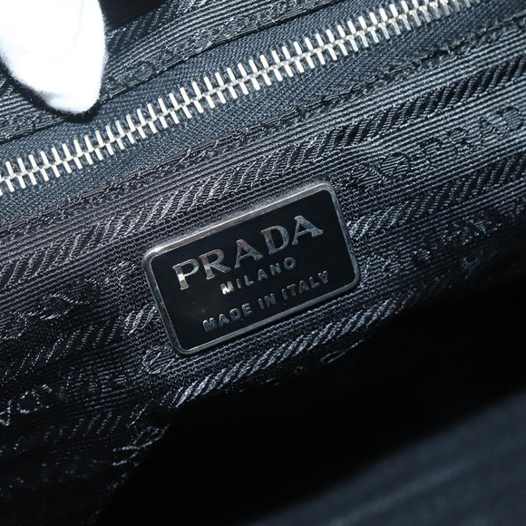 PRADA Tote Bag Nylon Black Silver Auth 143273