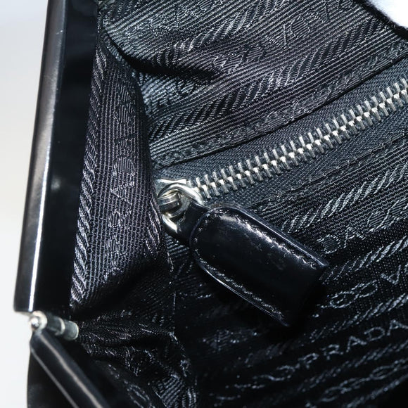PRADA Tote Bag Nylon Black Silver Auth 143273