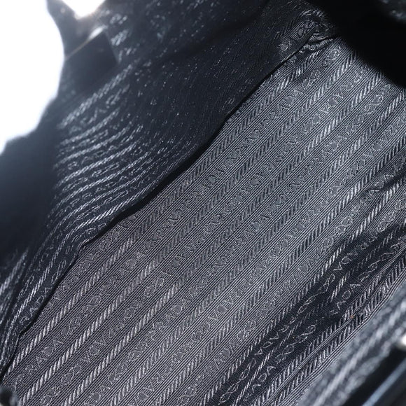 PRADA Tote Bag Nylon Black Silver Auth 143273